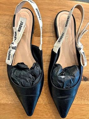 Make an offer - As-is Dior J'Adior Slingback Flat Heels Black & White EU 38